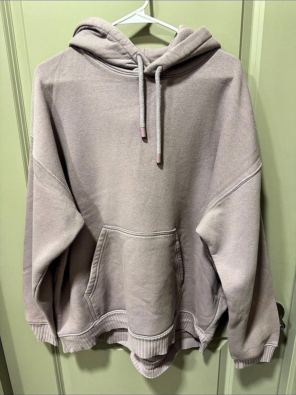 Zara Fleece-Lined Pullover Hoodie in Gray Size Large